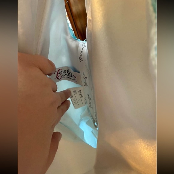 Elegant Blue and Gold Prom Dress - Picture 6 of 6